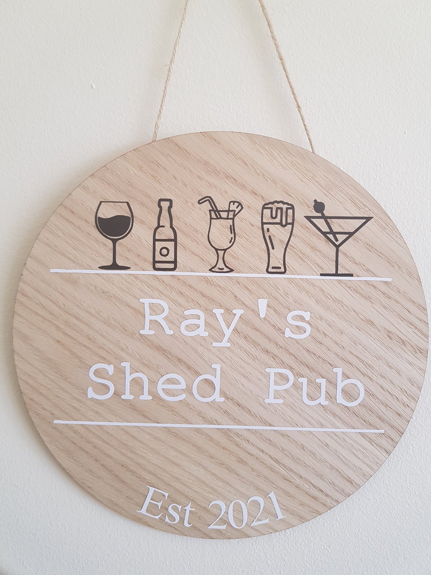 Home Bar Plaque | 20cm Round Sign | Personalised | Hanging Decoration | Custom Gift | Garden Pub | Dad's Shed | Man Cave | Irish |Ireland