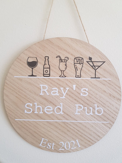 Home Bar Plaque | 20cm Round Sign | Personalised | Hanging Decoration | Custom Gift | Garden Pub | Dad's Shed | Man Cave | Irish |Ireland