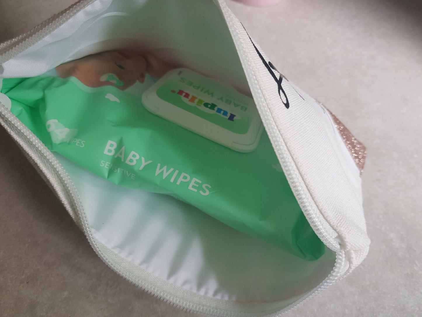 Personalised Zip Nappy Pouch | Canvas Nappy Bag | Wipes Holder | New Baby Gift | Nursery | Changing Kit | Glitter | Bag Organiser | Ireland