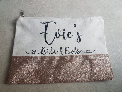 Personalised Zip Nappy Pouch | Canvas Nappy Bag | Wipes Holder | New Baby Gift | Nursery | Changing Kit | Glitter | Bag Organiser | Ireland