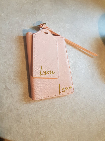 Personalised Name Passport Cover Luggage Tag Set | Stocking Filler | Christmas | Travel Gift | Holiday | Monogram | Custom | Ireland | Irish