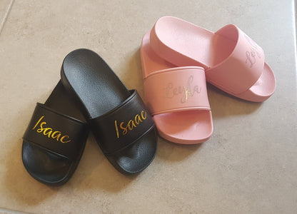Personalised Childrens White Sliders | Kids Shoes | Sandals | Flip Flops | Summer | Footwear | Toddler | Boys | Girls | Unisex | Ireland