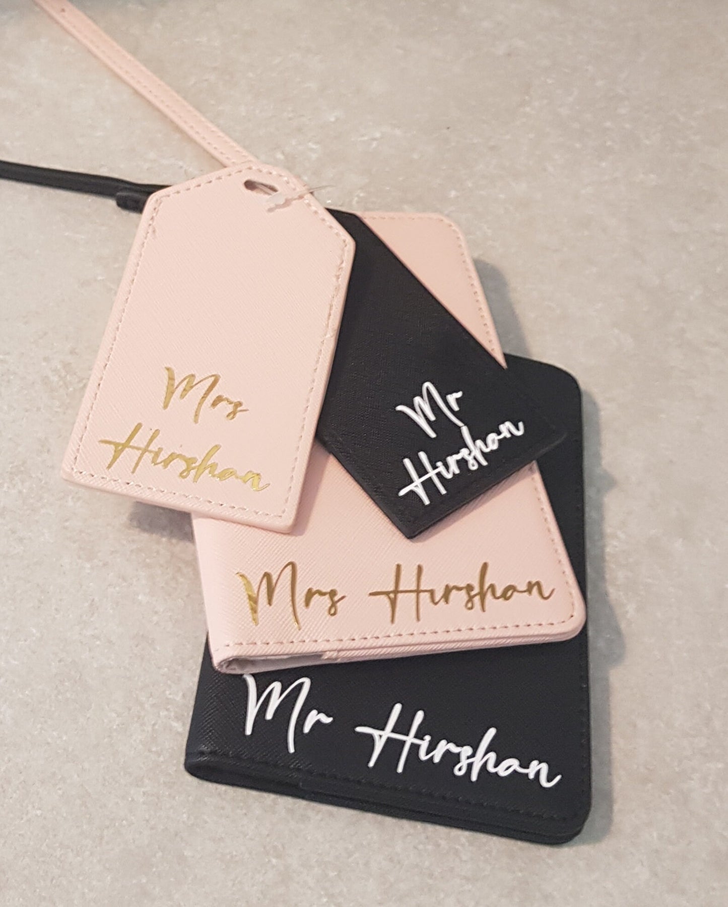 Mr & Mrs Passport Cover And Luggage Tag Set | Passport Holder | Honeymoon | Wedding Gift | Travel | Bride | Personalised | Ireland | Irish