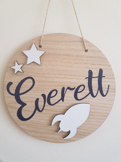 Baby Name Plaque | 20cm Round Sign | Nursery Decor | Personalised | Hanging Decoration | Custom Gift | Baby Boy | Baby Girl | Irish |Ireland
