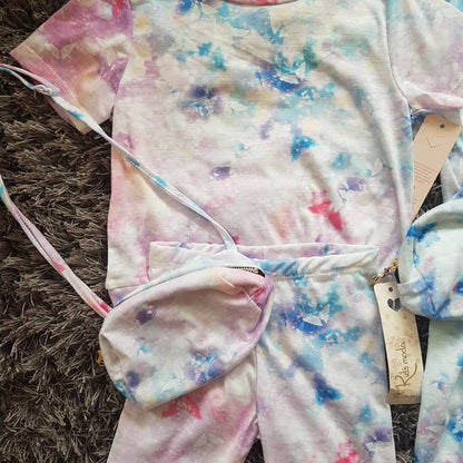 Girls Personalised Tie Dye T-shirt and Shorts Set