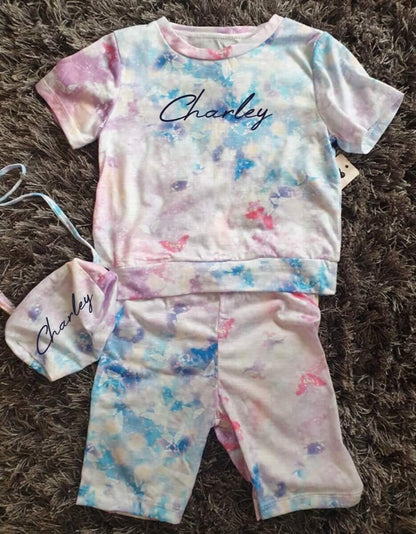 Girls Personalised Tie Dye T-shirt and Shorts Set