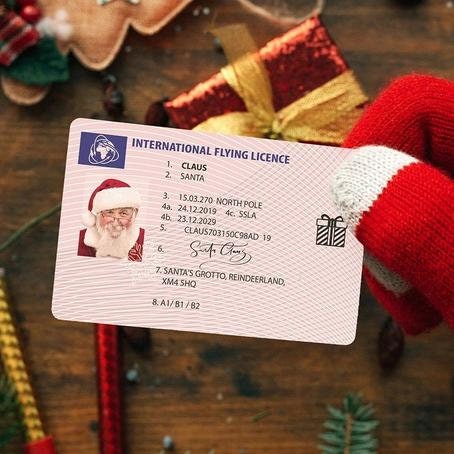 Santa's Lost Licence | Santa Missing ID | Flying | Sleigh | Christmas | Xmas | Lost | Stocking Filler | Elf Props | Ireland | Irish