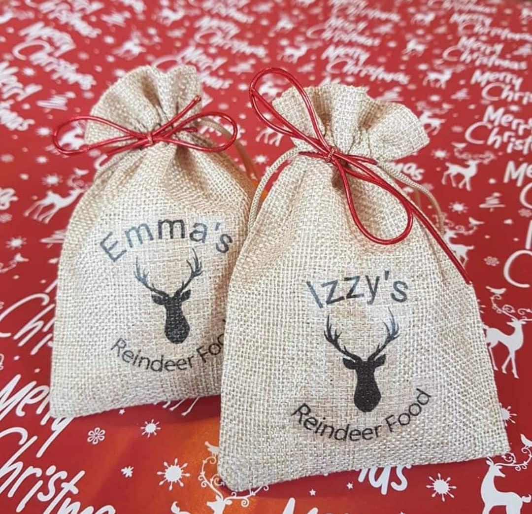 Reindeer Food Reusable Bag | Personalised Pouch | Christmas Eve Box | No Glitter | Environmentally Friendly | Santa | Ireland | Irish