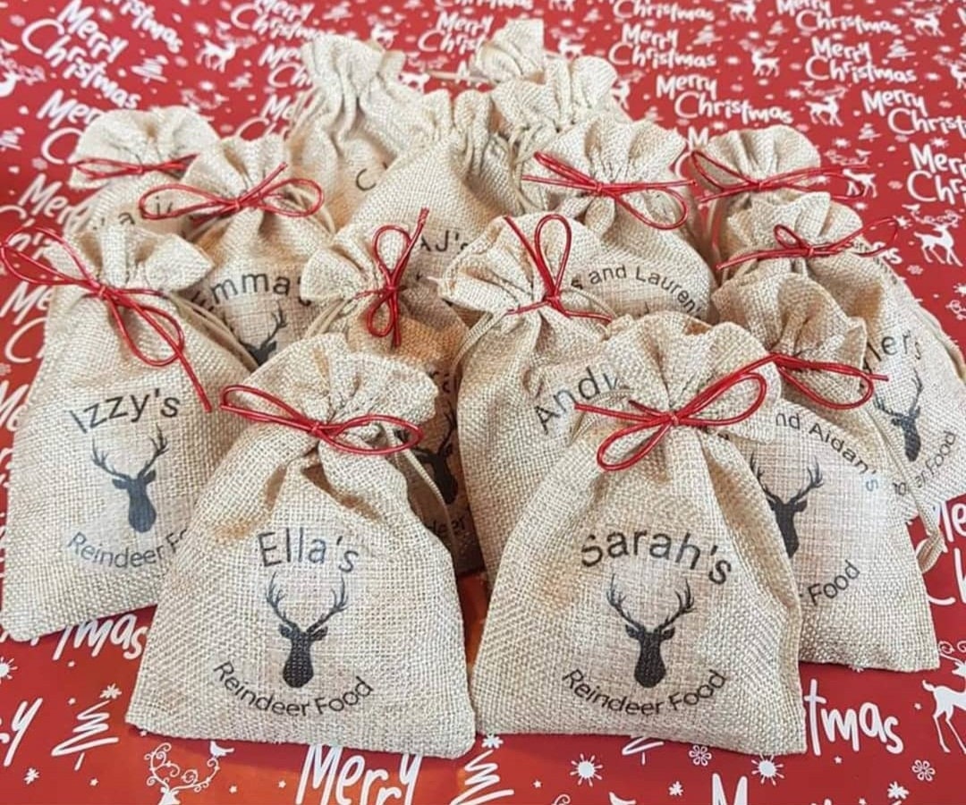 Reindeer Food Reusable Bag | Personalised Pouch | Christmas Eve Box | No Glitter | Environmentally Friendly | Santa | Ireland | Irish