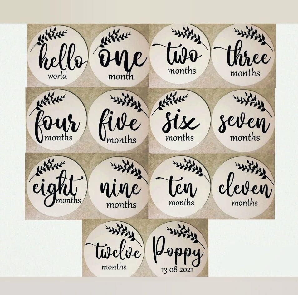 Baby Milestone Discs Set | Monthly Plaques | Newborn Birth Announcement | Photo Prop | Hello World | Baby Shower Gift | Ireland | Irish