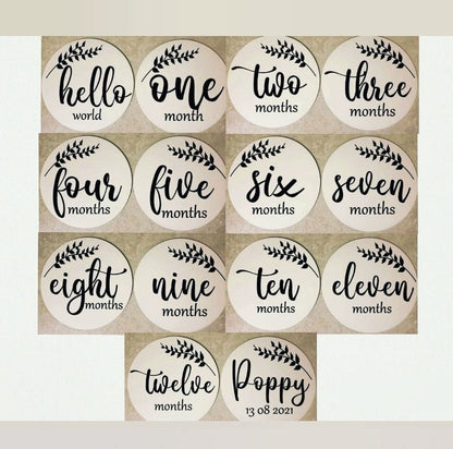 Baby Milestone Discs Set | Monthly Plaques | Newborn Birth Announcement | Photo Prop | Hello World | Baby Shower Gift | Ireland | Irish