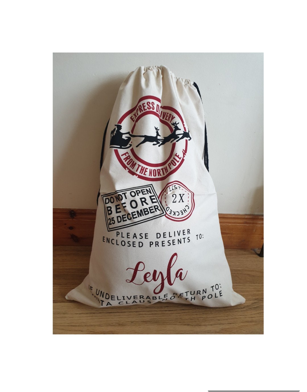Large Personalised Santa Sack, Christmas Sack, Custom Xmas Bag, First Christmas Tradition, Santa's Delivery, Xmas Eve, Ireland, Irish