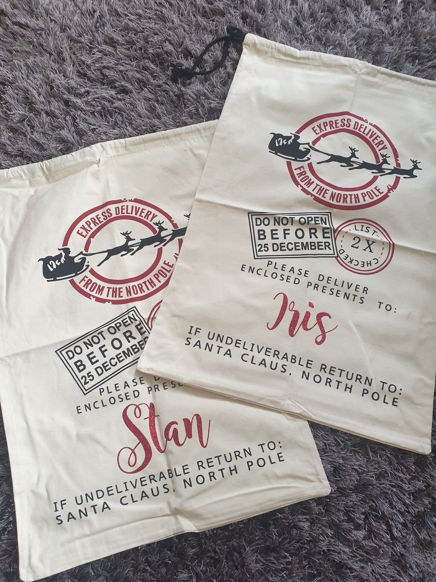 Large Personalised Santa Sack, Christmas Sack, Custom Xmas Bag, First Christmas Tradition, Santa's Delivery, Xmas Eve, Ireland, Irish