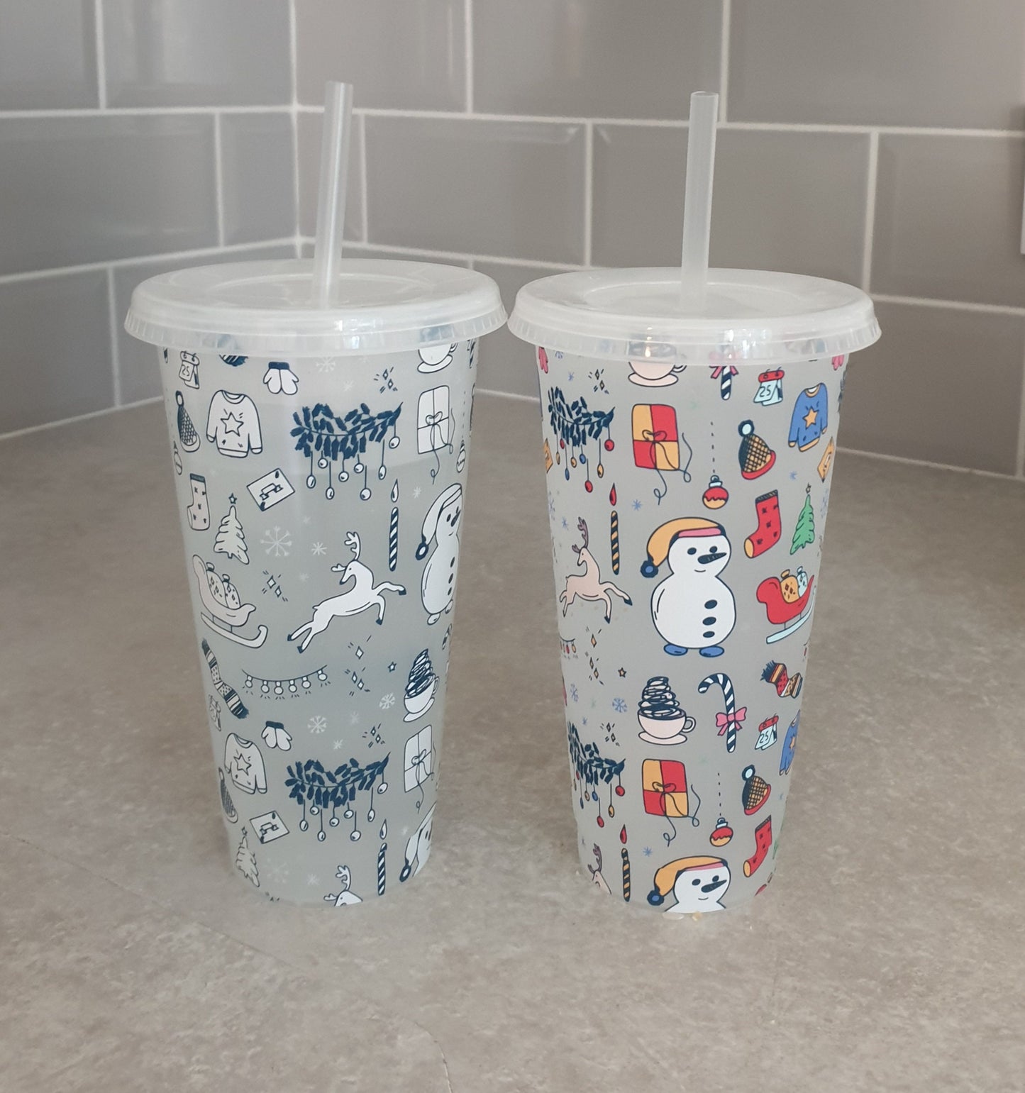 Christmas Colour Changing Cold Cup | Stocking Filler | Festive Tumbler | Straw Drink Container | Xmas Eve Box | Snowman | Ireland | Irish