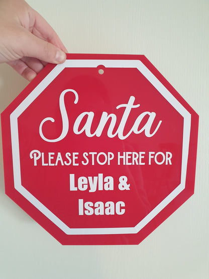 Santa Please Stop Here Sign, Indoor or Outdoor Plaque, Door Sign, Christmas Decoration, Xmas Eve, Festive, Custom, Ireland, Irish