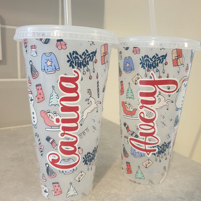 Christmas Colour Changing Cold Cup | Stocking Filler | Festive Tumbler | Straw Drink Container | Xmas Eve Box | Snowman | Ireland | Irish