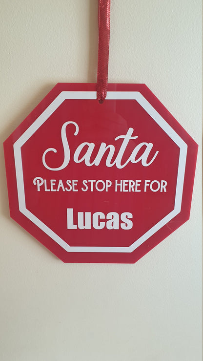 Santa Please Stop Here Sign, Indoor or Outdoor Plaque, Door Sign, Christmas Decoration, Xmas Eve, Festive, Custom, Ireland, Irish
