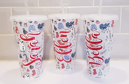 Christmas Colour Changing Cold Cup | Stocking Filler | Festive Tumbler | Straw Drink Container | Xmas Eve Box | Snowman | Ireland | Irish