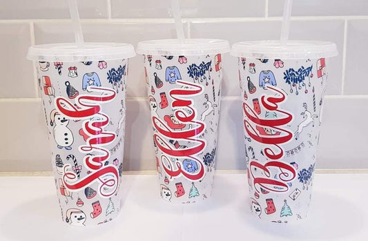 Christmas Colour Changing Cold Cup | Stocking Filler | Festive Tumbler | Straw Drink Container | Xmas Eve Box | Snowman | Ireland | Irish