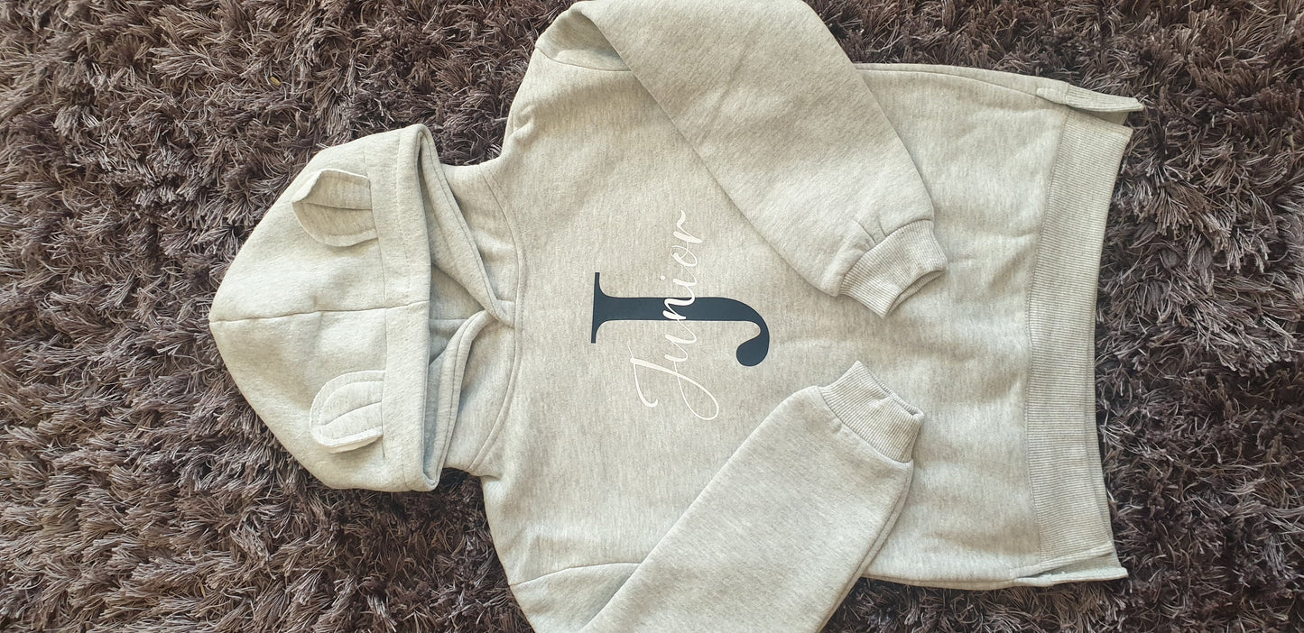 Grey Childrens Personalised Hoodie With Bear Ears