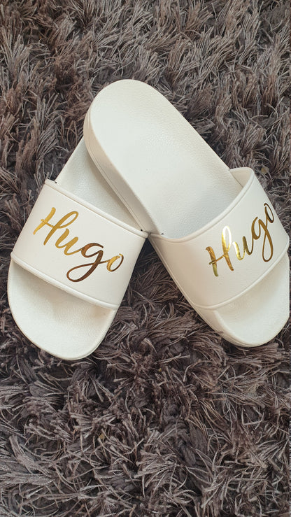 Personalised Childrens White Sliders | Kids Shoes | Sandals | Flip Flops | Summer | Footwear | Toddler | Boys | Girls | Unisex | Ireland