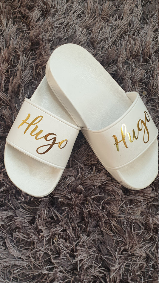 Personalised Childrens White Sliders | Kids Shoes | Sandals | Flip Flops | Summer | Footwear | Toddler | Boys | Girls | Unisex | Ireland