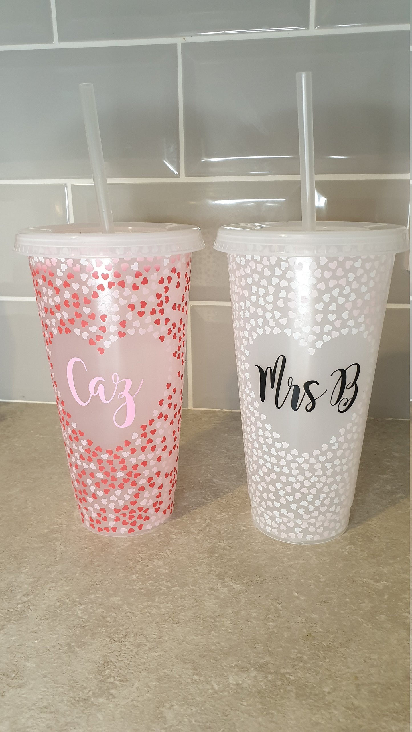 Personalised Cold Cup, Love Heart, Girls Birthday Gift, Hen Party Cup, Girlfriend Present, Tumbler, Straw Drink Container, 24oz, Ireland