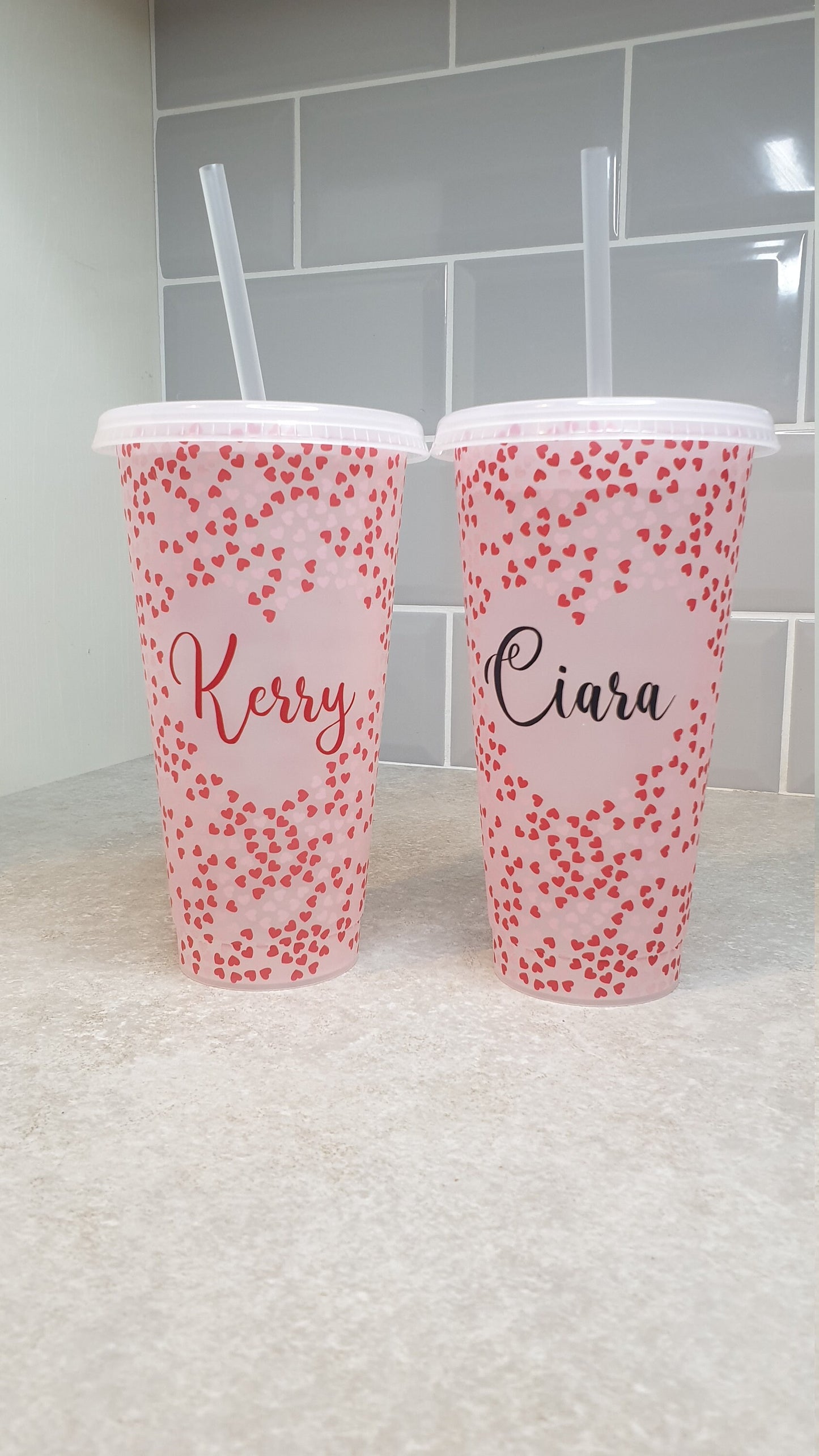 Personalised Cold Cup, Love Heart, Girls Birthday Gift, Hen Party Cup, Girlfriend Present, Tumbler, Straw Drink Container, 24oz, Ireland