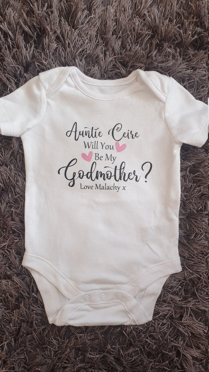 Will You Be My Godmother Iron on Transfer| Personalised Decal | Any Text | Personalised | Baby Boy | Baby Girl | Christening | Ireland