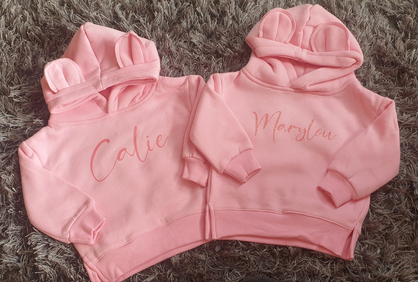 Personalised  Pink Childrens Custom Hoodie. Name and Initials