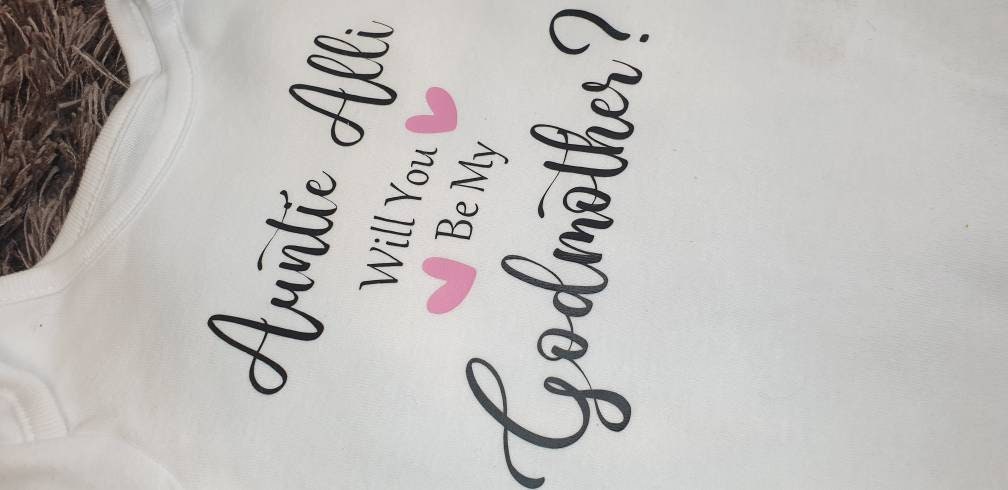 Will You Be My Godmother Iron on Transfer| Personalised Decal | Any Text | Personalised | Baby Boy | Baby Girl | Christening | Ireland