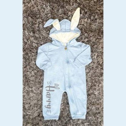 Personalised Blue Bunny Romper, Custom Babygrow