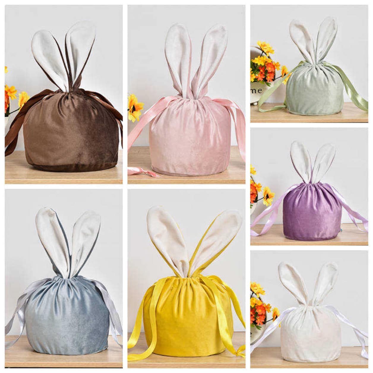 Easter Bunny Ear Treat Bag, Large Velvet Pouch, Personalised Egg Hunt Bag, Easter Gift For Children, Reusable Drawstring Bag, Ireland, Irish