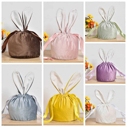 Easter Bunny Ear Treat Bag, Large Velvet Pouch, Personalised Egg Hunt Bag, Easter Gift For Children, Reusable Drawstring Bag, Ireland, Irish