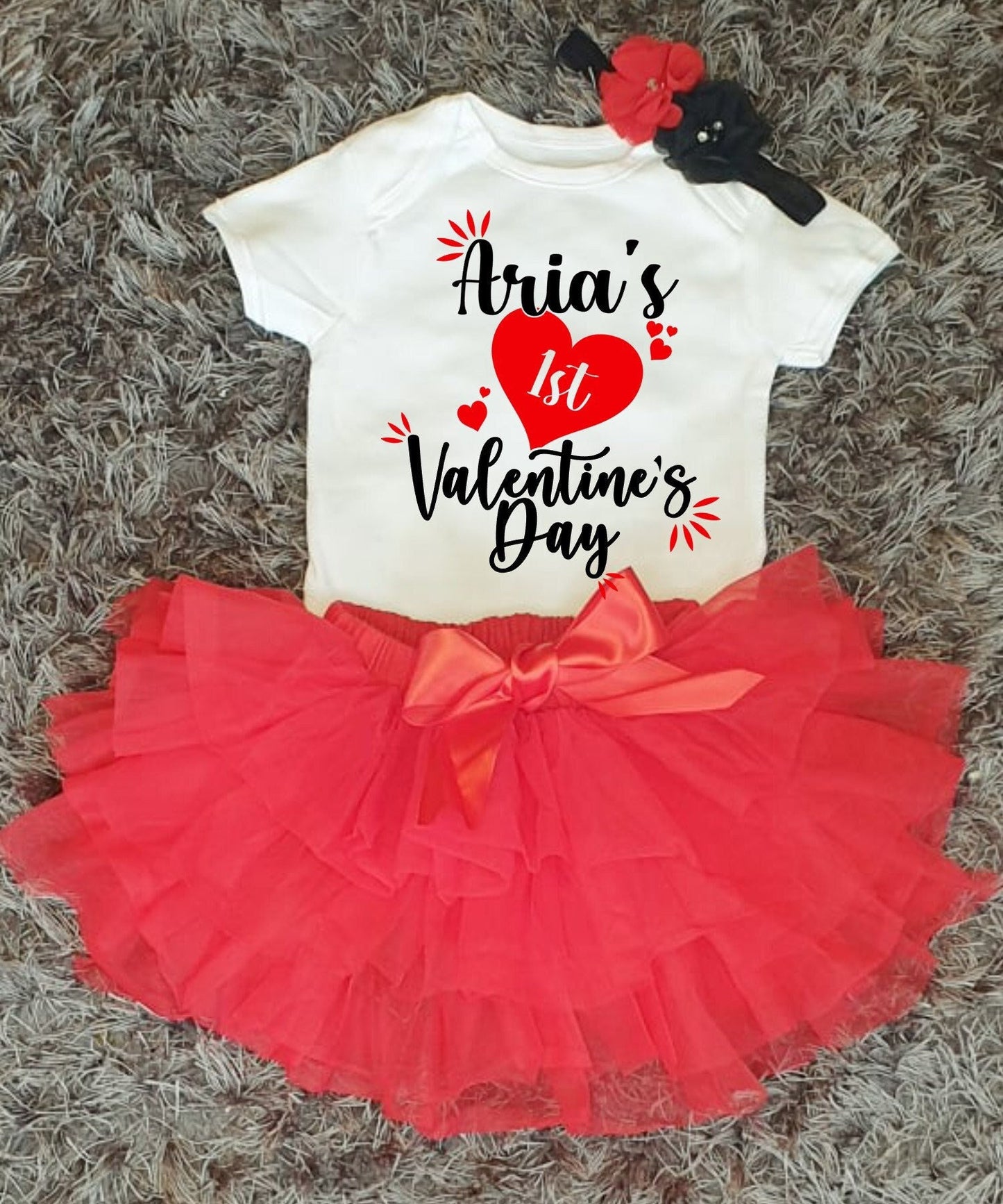 First Valentines Tutu Vest and Headband Set