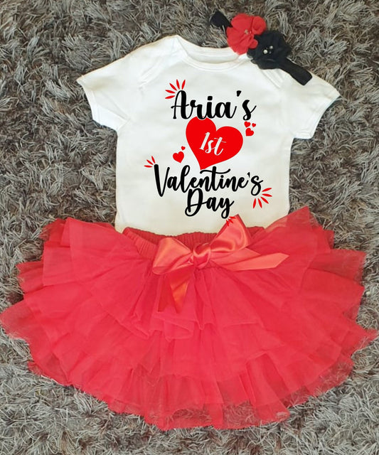 First Valentines Tutu Vest and Headband Set