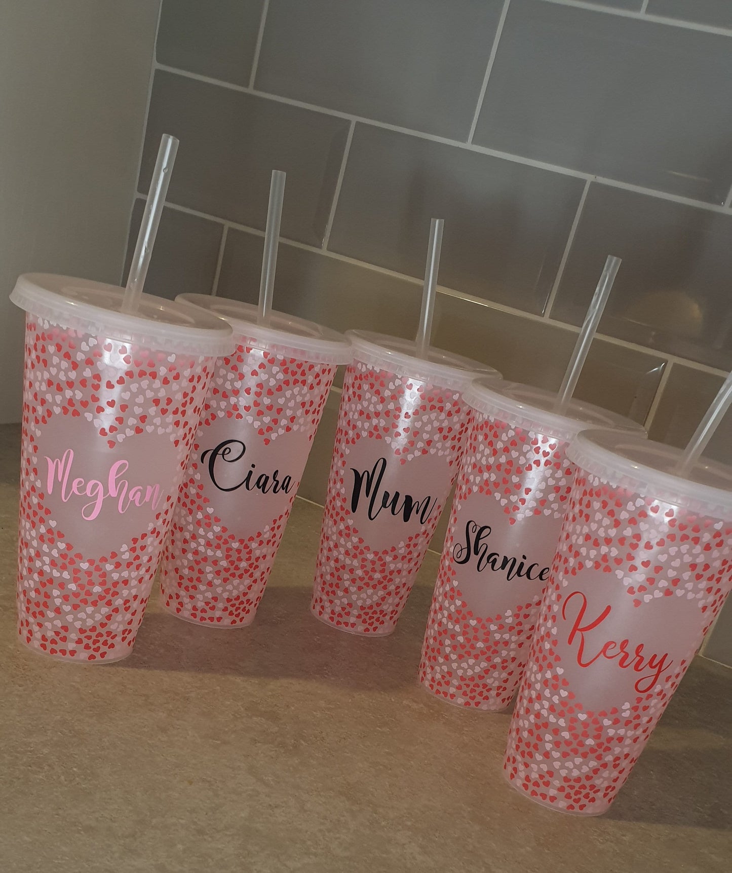 Personalised Cold Cup, Love Heart, Girls Birthday Gift, Hen Party Cup, Girlfriend Present, Tumbler, Straw Drink Container, 24oz, Ireland