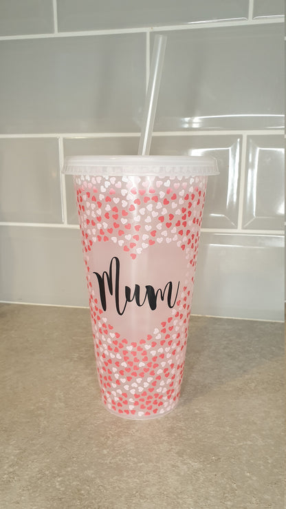 Personalised Cold Cup, Love Heart, Girls Birthday Gift, Hen Party Cup, Girlfriend Present, Tumbler, Straw Drink Container, 24oz, Ireland