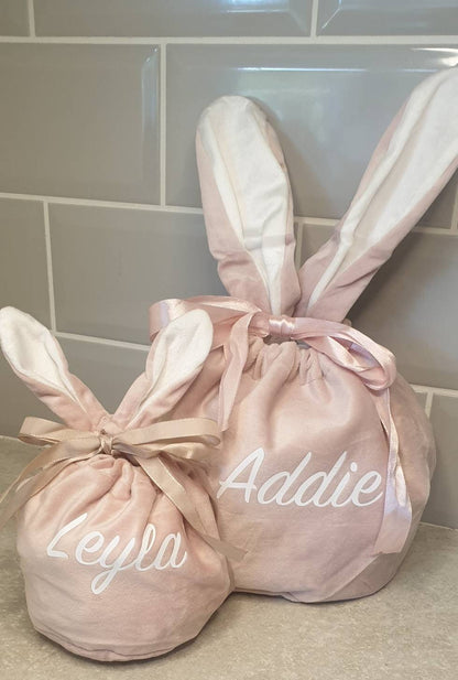Easter Bunny Ear Treat Bag, Large Velvet Pouch, Personalised Egg Hunt Bag, Easter Gift For Children, Reusable Drawstring Bag, Ireland, Irish