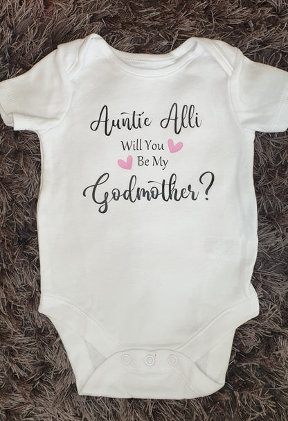 Will You Be My Godmother Iron on Transfer| Personalised Decal | Any Text | Personalised | Baby Boy | Baby Girl | Christening | Ireland