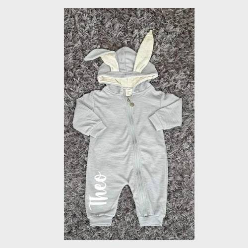 Personalised Grey Baby Romper