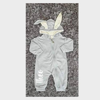 Personalised Grey Baby Romper