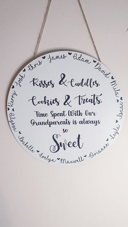 Gift for Grandparents | Personalised Plaque | Grandchildrens Names | Large Hanging Sign | Wooden | 30cm | Wall Decoration | Irish | Ireland