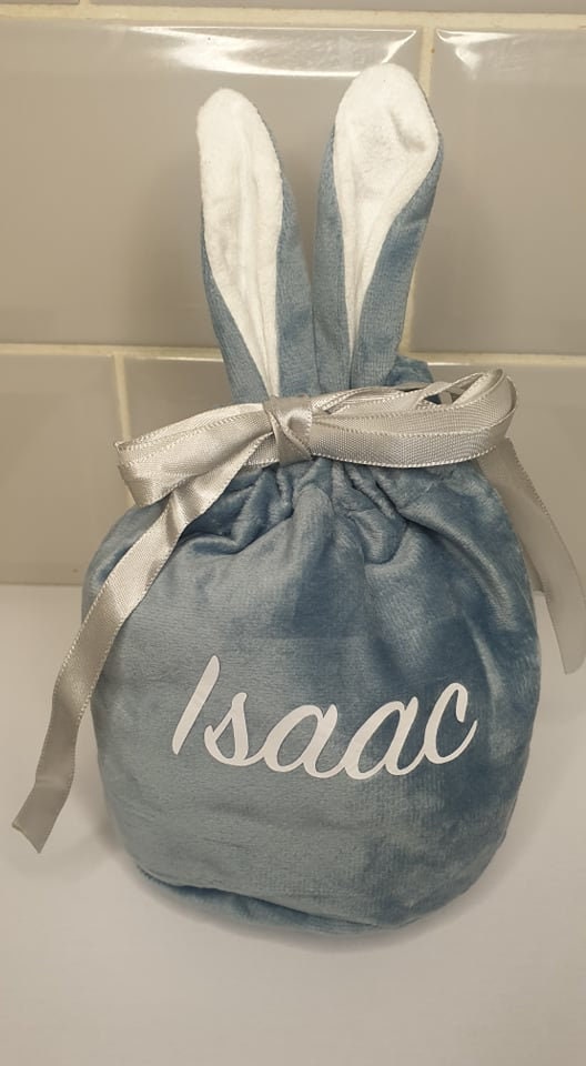 Easter Bunny Ear Treat Bag, Large Velvet Pouch, Personalised Egg Hunt Bag, Easter Gift For Children, Reusable Drawstring Bag, Ireland, Irish