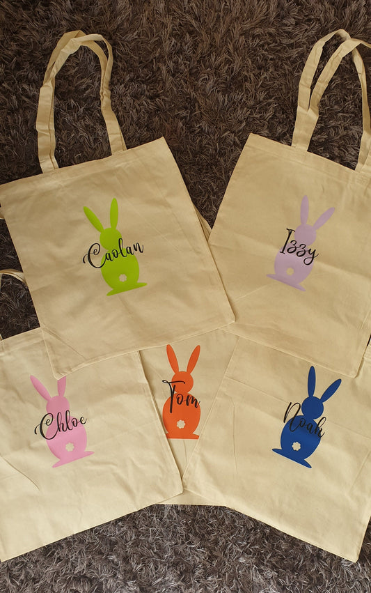 Personalised Easter Bunny Kids Tote Bag | Easter Gift | Ireland | Irish | Easter Rabbit | Bunnie| Reusable | Easter Present | Custom Gift