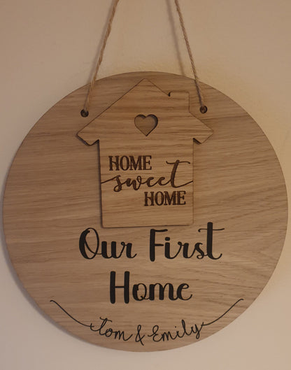 New Home Gift, Housewarming Present, First House Plaque, Forever Home, 20cm Round Sign, Personalised | Hanging Decoration, Irish, Ireland