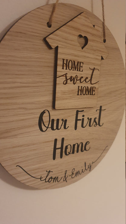 New Home Gift, Housewarming Present, First House Plaque, Forever Home, 20cm Round Sign, Personalised | Hanging Decoration, Irish, Ireland