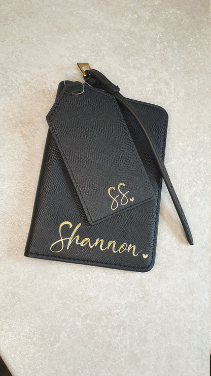 Personalised Name Initial Passport Cover And Luggage Tag Set | Passport Holder | Travel Gift | Holiday | Monogram | Custom | Ireland | Irish