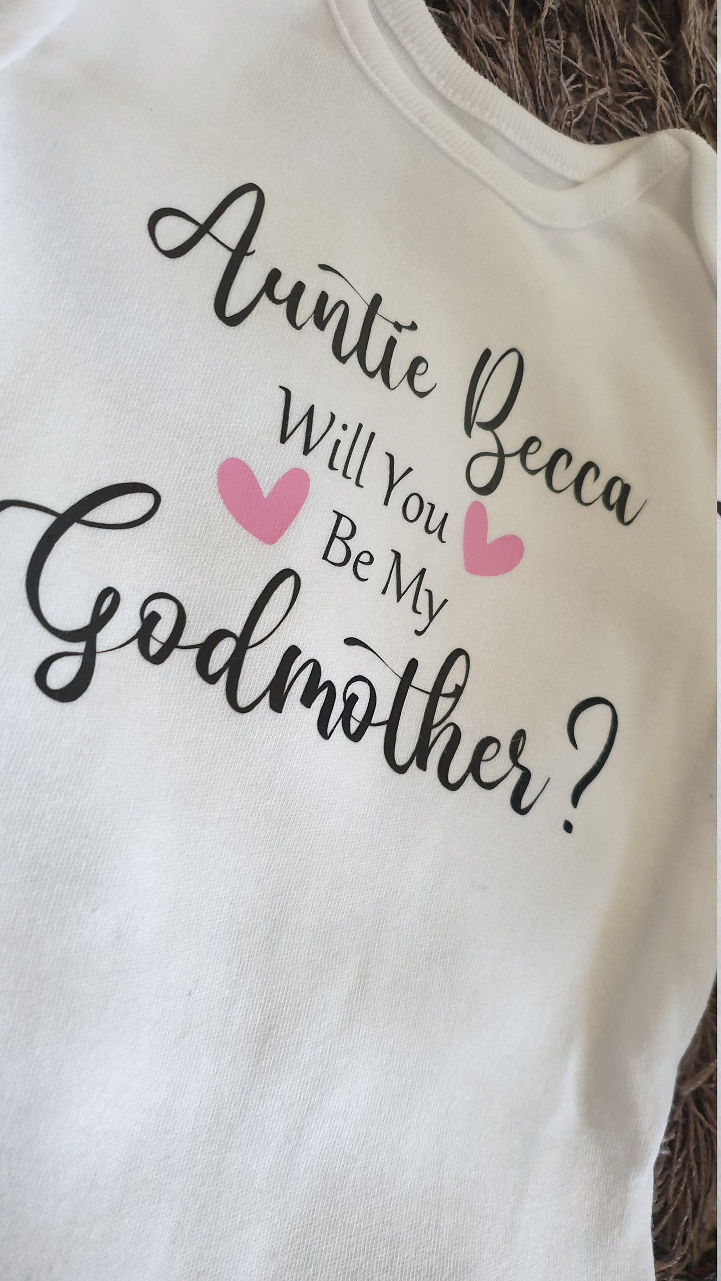 Will You Be My Godmother Iron on Transfer| Personalised Decal | Any Text | Personalised | Baby Boy | Baby Girl | Christening | Ireland