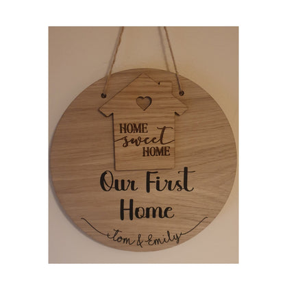 New Home Gift, Housewarming Present, First House Plaque, Forever Home, 20cm Round Sign, Personalised | Hanging Decoration, Irish, Ireland